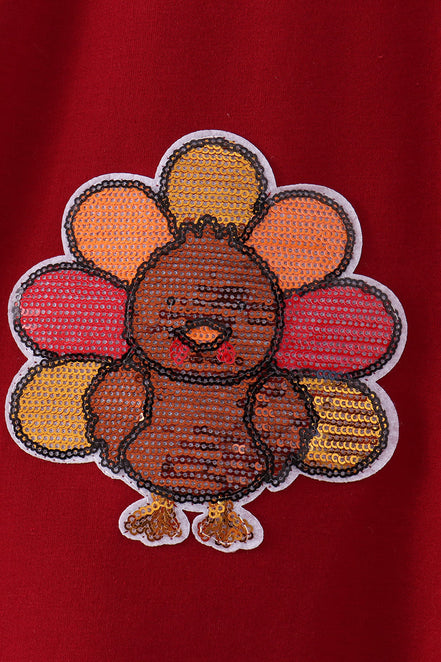Rust turkey sequin mom&me top