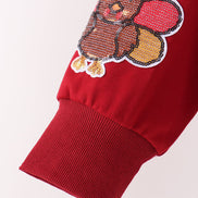 Rust turkey sequin mom&me top