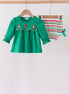 Green christmas tree bow applique stripe bloomer set