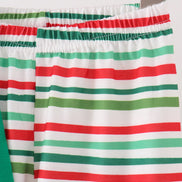 Green christmas tree applique stripe pants set