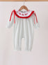 Sage santa applique stripe romper
