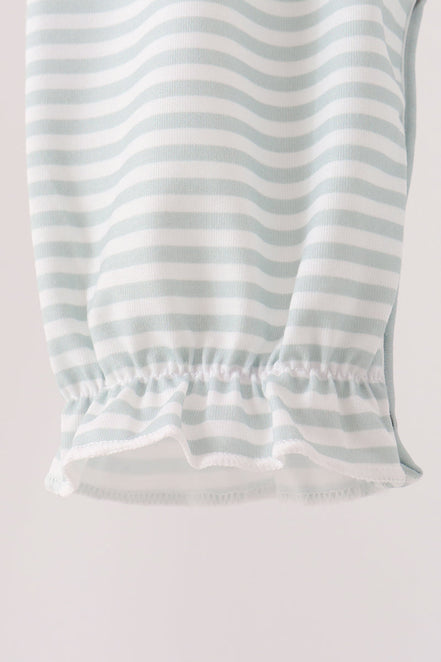 Sage santa applique stripe romper
