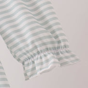 Sage santa applique gingham ruffle stripe dress