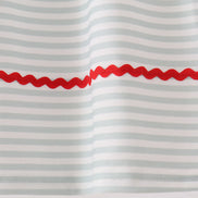 Sage santa applique gingham ruffle stripe dress