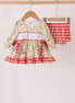 Goose embroidery ruffle gingham bloomer set