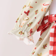 Goose embroidery ruffle gingham bloomer set