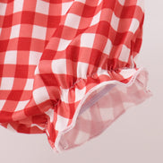 Goose embroidery ruffle gingham bloomer set