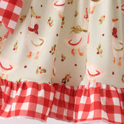 Goose embroidery ruffle gingham bloomer set