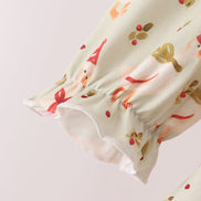 Goose embroidery ruffle gingham pants set