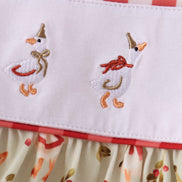 Goose embroidery ruffle gingham dress