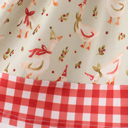 Goose embroidery ruffle gingham dress