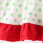 Green dot grinch embroidery ruffle pants set