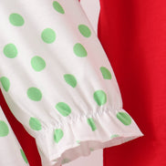 Green dot grinch embroidery ruffle pants set