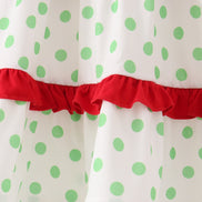 Green dot grinch embroidery ruffle tiered dress