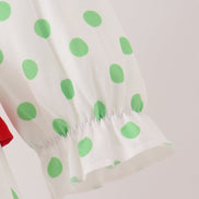Green dot grinch embroidery ruffle tiered dress
