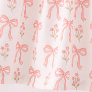 Pink bow embroidery ruffle pants set
