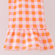 Blue Turkey Applique Gingham Ruffle Pants Set