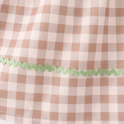 Brown turkey embroidery gingham ruffle dress