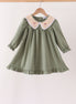 Green goose pumpkin embroidery dress