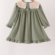 Green goose pumpkin embroidery dress