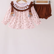 Brown touchdown football embroidery bloomer set