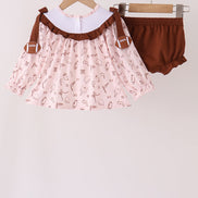 Brown touchdown football embroidery bloomer set