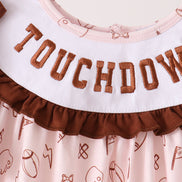 Brown touchdown football embroidery ruffle pants set