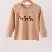 Brown deer embroidery top