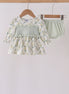 Sage floral smocked ruffle bloomer set