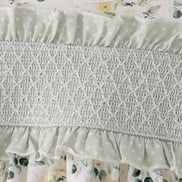 Sage floral smocked ruffle bloomer set