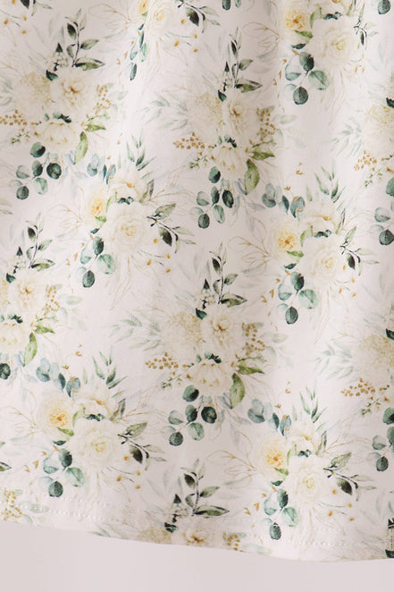 Sage floral smocked ruffle dress