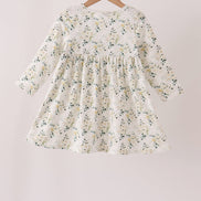 Sage floral smocked ruffle dress