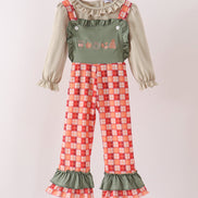 Green Pumpkin Embroidery 2cp jumpsuit set