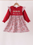 Maroon thankful leaves floral embroidey dress