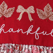 Maroon thankful leaves floral embroidey dress