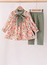 Green floral bow pants set