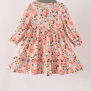 Green floral bow ruffle mom&me dress