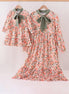 Green floral bow ruffle mom&me dress