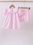 Pink stripe bunny bow embroidery bloomer set