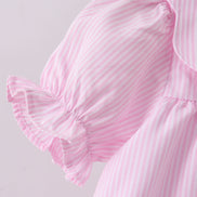 Pink stripe bunny bow embroidery bloomer set