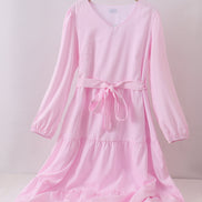 Pink stripe tiered maxi dress