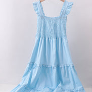 Blue smocked ruffle tiered dress