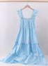 Blue smocked ruffle tiered dress