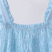 Blue smocked ruffle tiered dress