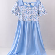 Blue floral ruffle dress