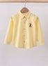 Beige bunny embroidery button down shirt