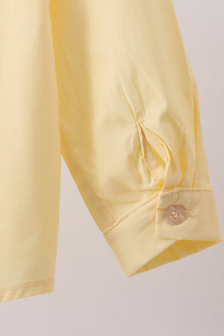 Beige bunny embroidery button down shirt