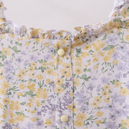 Floral print puff sleeve tiered dress