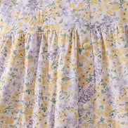 Floral print puff sleeve tiered dress