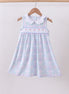 Blue plaid bow floral dress